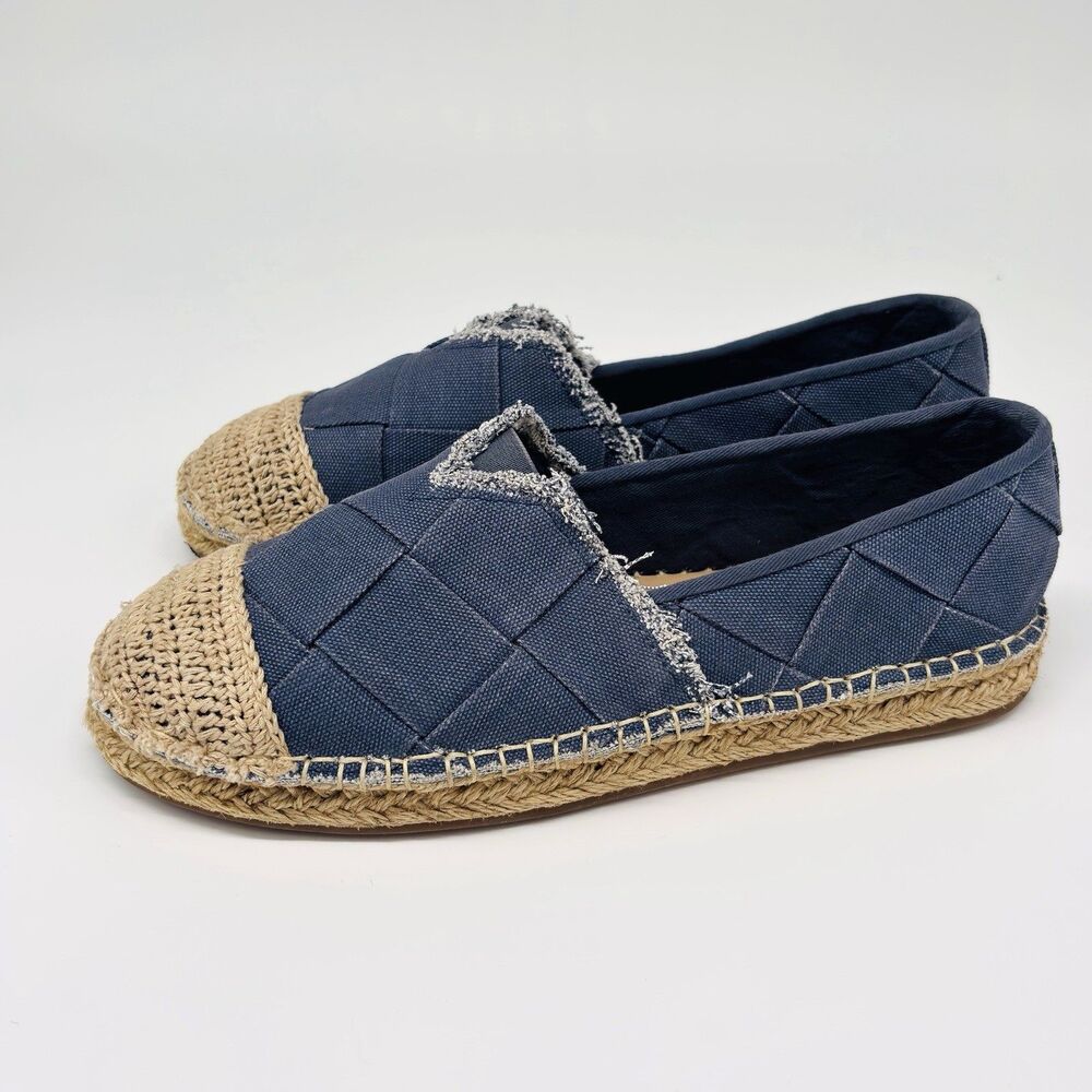Coldwater Creek Walk With Me Elena Espadrilles Slip-On Flats Woven Blue Sz 8.5 M